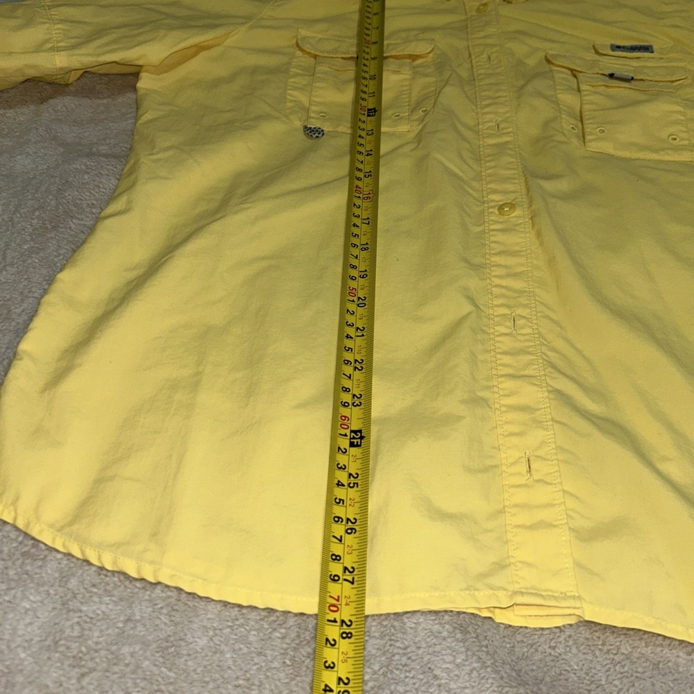 Columbia Shirt Mens XL PFG Vented Fishing UPF 30 Button Up Yellow - Picture 7 of 14